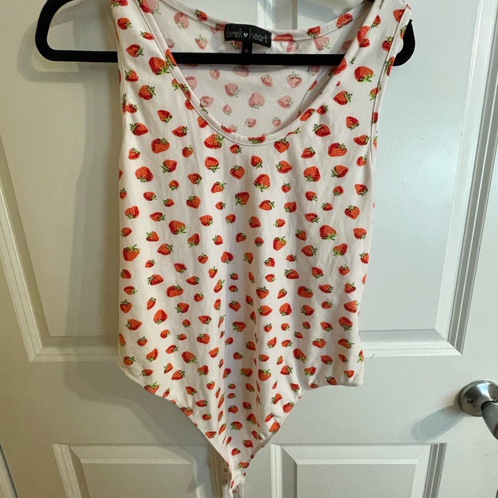 Strawberry print body suit. Size XL